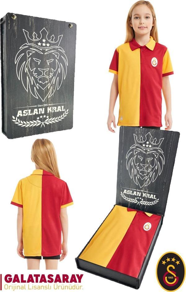 Galatasaray Orijinal Lisanslı Match Day Polo Çocuk T-shirt Hediyelik Ahşap Kutulu - Image 1