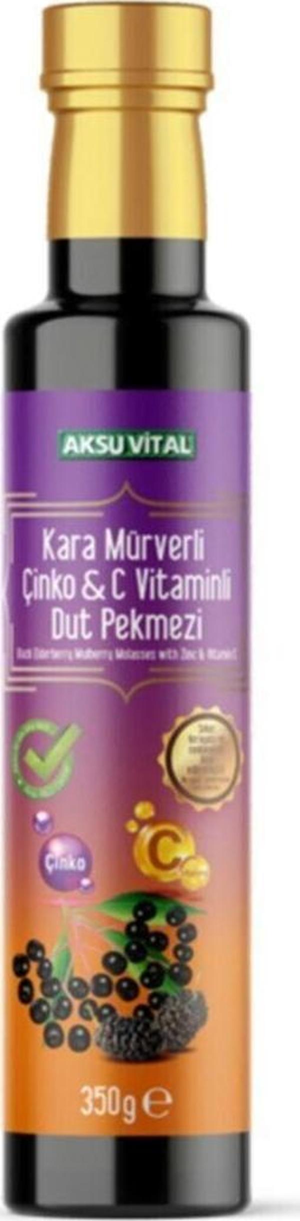 Aksu Vital Dut Pekmezi Kara Mürverli Çinko C Vitaminli Dut Pekmezi 350 Gr . - Image 1