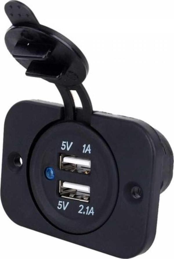 Lhr Su Geçirmez Kapaklı Çiftli USB Şarj Çakmak Soketi 12-24V - Image 1