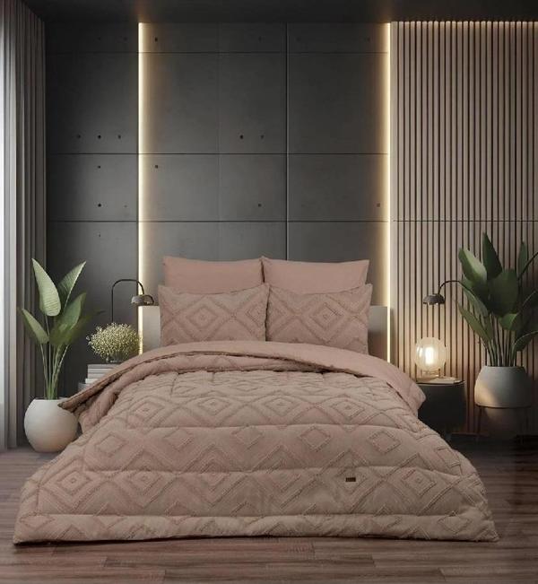 Schafer Home Mona Çift Kişilik Şönil Yorgan Seti 6 Parça-Bej - Image 1