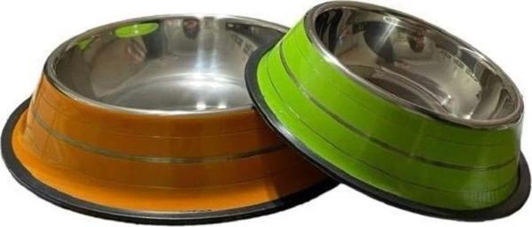 Kedi Ve Köpek Için Mama Ve Su Kapı 2 Adet Mama Kabı 30 Cm Su Kabı 22 Cm Dir Turuncu Yeşil - Image 1