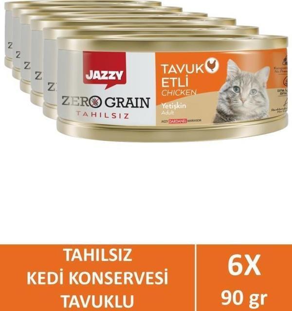 Jazzy Zero Grain Yetişkin Kedi Tavuklu 90 gr X 6 Adet - Image 1