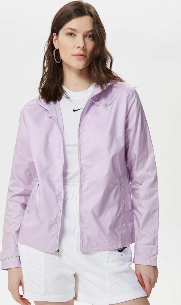 Nike Essential Running Full Zip Jacket Kapüşonlu Bol Cepli Kadın Koşu Ceketi Mor - Image 1