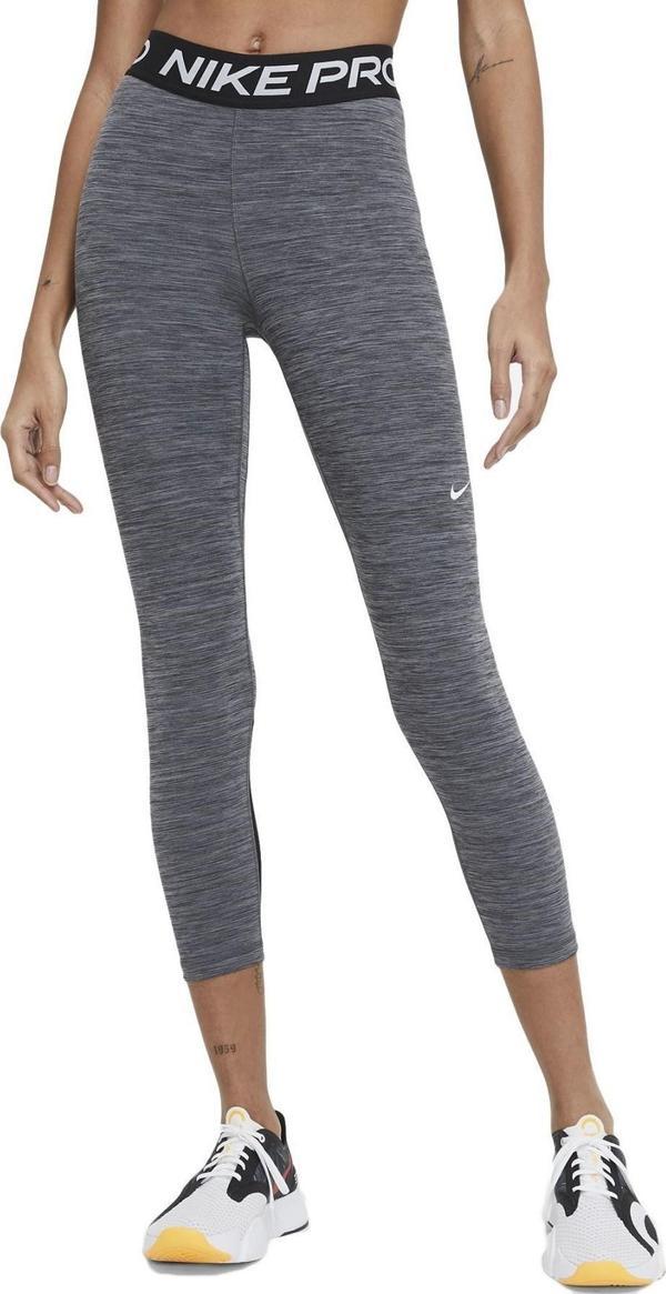 Nike Pro 365 Mid-Rise Crop Training Legging Toparlayıcı Gri Siyah Tayt - Image 1