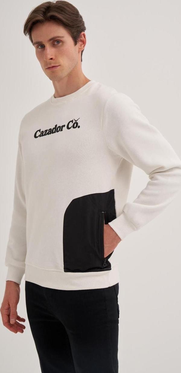 Cazador 3 İplik Şardonlu Sweatshirt 5028 Beyaz - Image 1