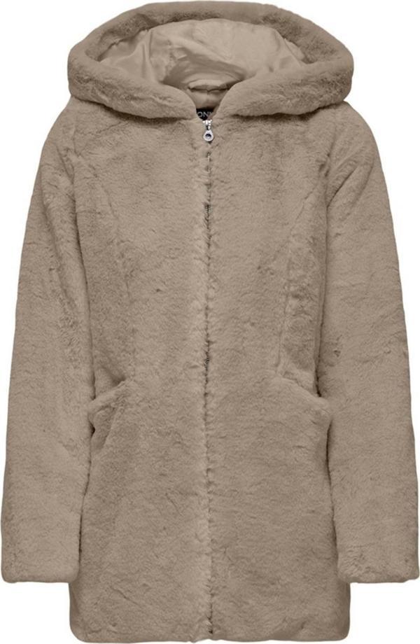 Only Faux Fur Coat Kapüşonlu Peluş Kadın Mont - 15304776 - Image 1