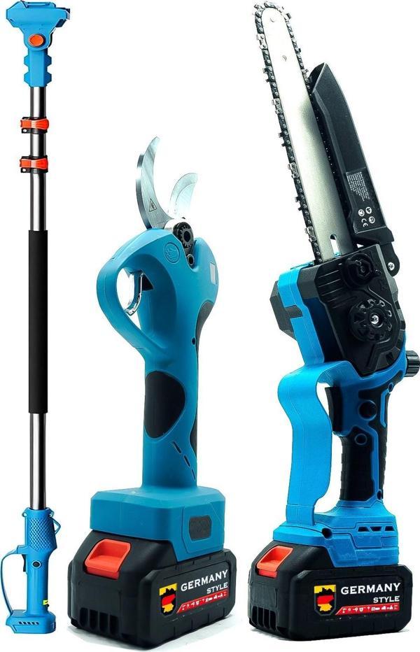 Germany Style MX- Teleskopik Uzatamalı Çift Akülü 2.5 Metre Yağlı 24 cm Budama Testeresi Ve 40 mm Ma - Image 1