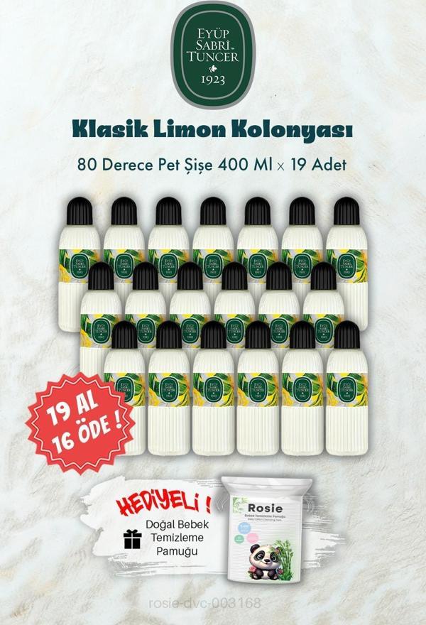 80 Derece Klasik Limon Kolonyası 19 AL 16 ÖDE 400 ML ve ROSIE Hediye - Image 1