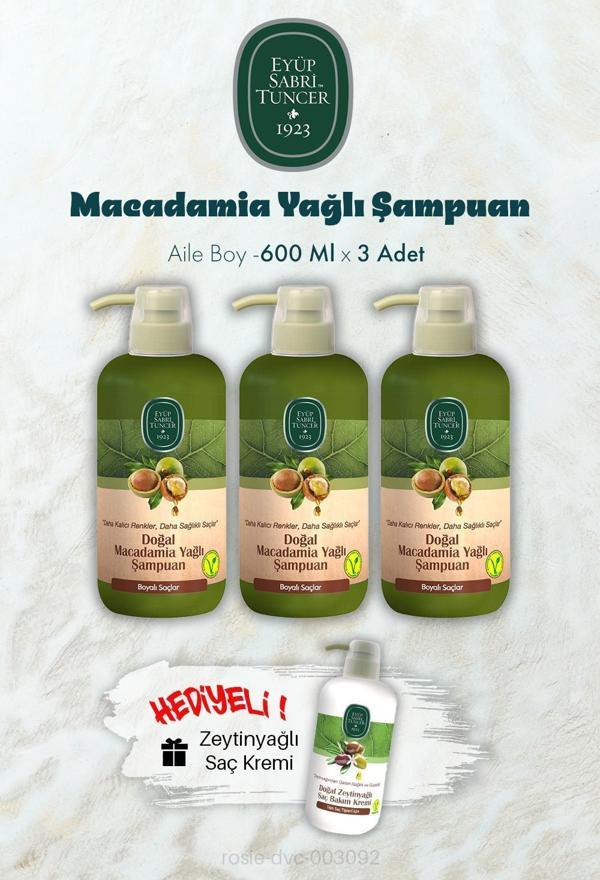 Macadamia Yağlı Şampuan 600 ML X 3 ve Saç Kremi Hediyeli - Image 1