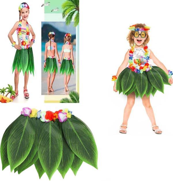 Tropikal Esintili Hawaii Yapraklı Parti Eteği Çocuk Boy - Image 1