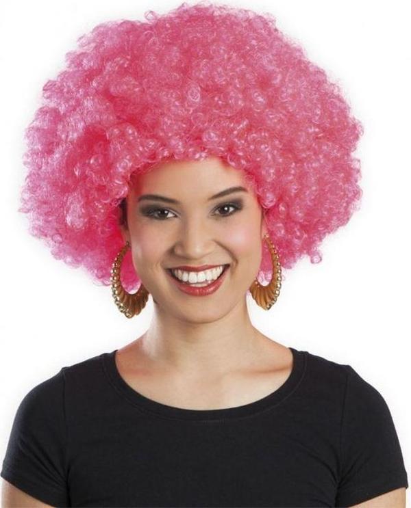 Pembe Renk Kıvırcık Afro Bonus Peruk TdrTR - Image 1