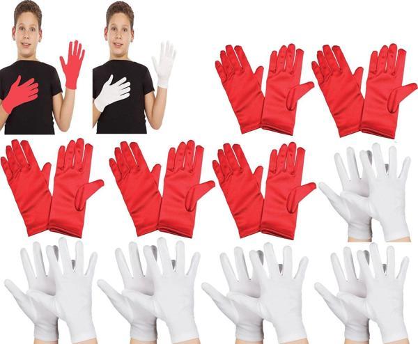 Çocuk Gösteri Eldiven Seti – 5 Çift Beyaz & 5 Çift Kırmızı TdrTR - Image 1