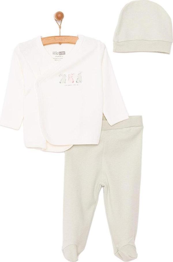 HelloBaby Yenidoğan  Zıbın-Şapka-Patikli Alt 3lü Set Kız Bebek - Image 1