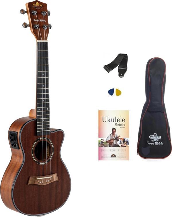 Havana HK-114EQ Elektro Concert Ukulele- Maun SET (KILIF-ASKI-METHOD-PENA HEDİYELİ) - Image 1
