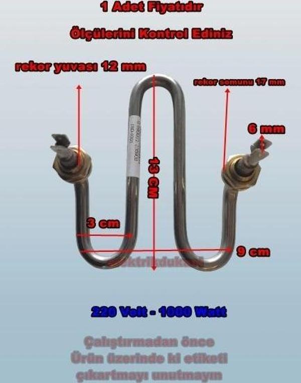 ENDER M Model 1000w Semaver Çaymatik Çay Kazanı Rezistansı 220V 8.5 ? Cr-Ni - Image 1