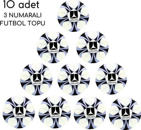 Rebuwo El Dikişli Futbol Topu 3 Numara Futbol Topu Sert Zemin Futbol Topu 10 Adet - Image 1