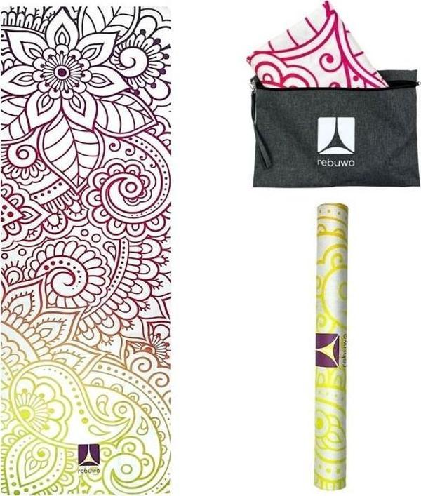 Rebuwo Seyahat Yoga Matı Katlanabilir Doğal Kauçuk Mat 1mm Desenli - Image 1