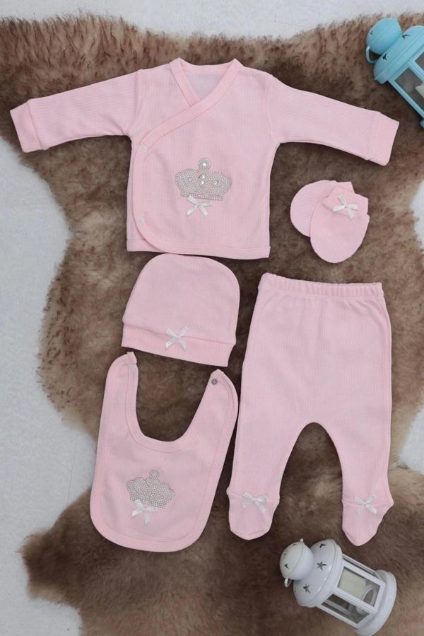 Sema Baby 5 Parça Hastane Çıkışı Zıbın Seti 0-3 Ay - Queen - Image 1