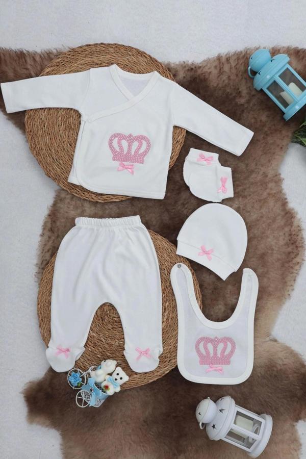 Sema Baby 5 Parça Hastane Çıkışı Zıbın Seti 0-3 Ay - Princess - Image 1