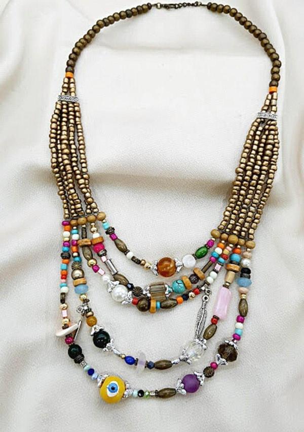 ETNİK BOHEM BONCUKLU ÇOKLU TASARIM KOLYE - Image 1