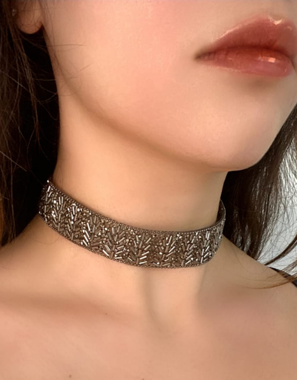 FULL KRİSTAL TAŞLI İŞLEME CHOKER TASMA KOLYE - Image 1