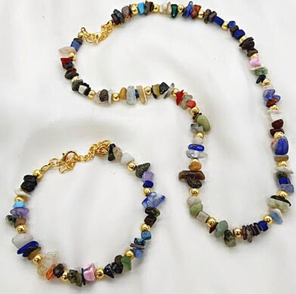 KADIN DOĞALTAŞ CHAKRA KOLYE BİLEKLİK SET - Image 1