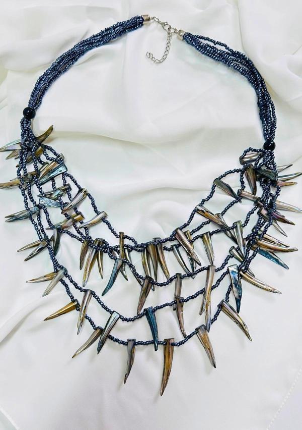 TASARIM DOĞALTAŞ SEDEF ÇOKLU BONCUK KOLYE - Image 1