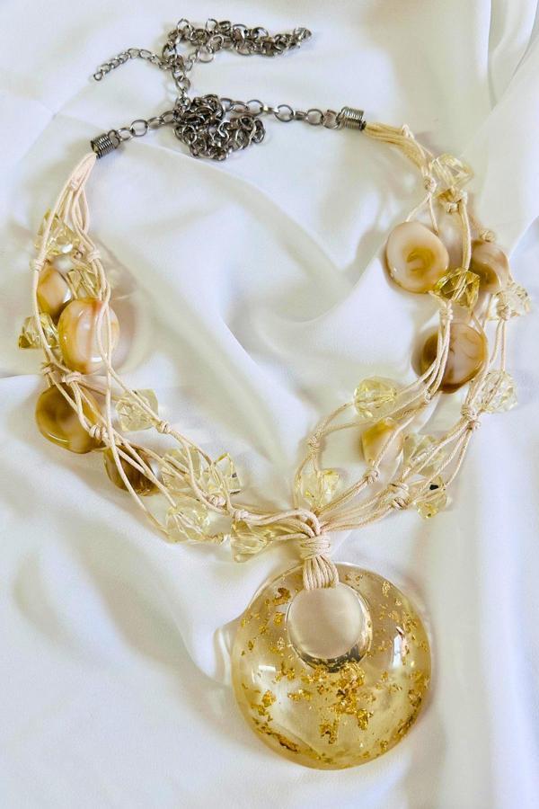 TASARIM ETNİK KEMİK KOLYE KOLYE - Image 1