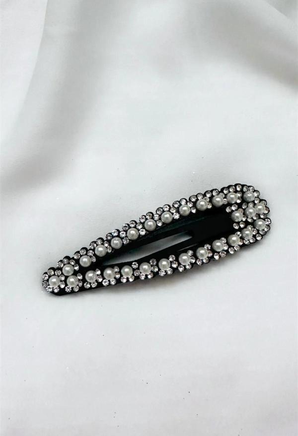 İNCİLİ KRİSTAL TAŞLI ÇITÇIT YAN TOKA 9 CM. - Image 1