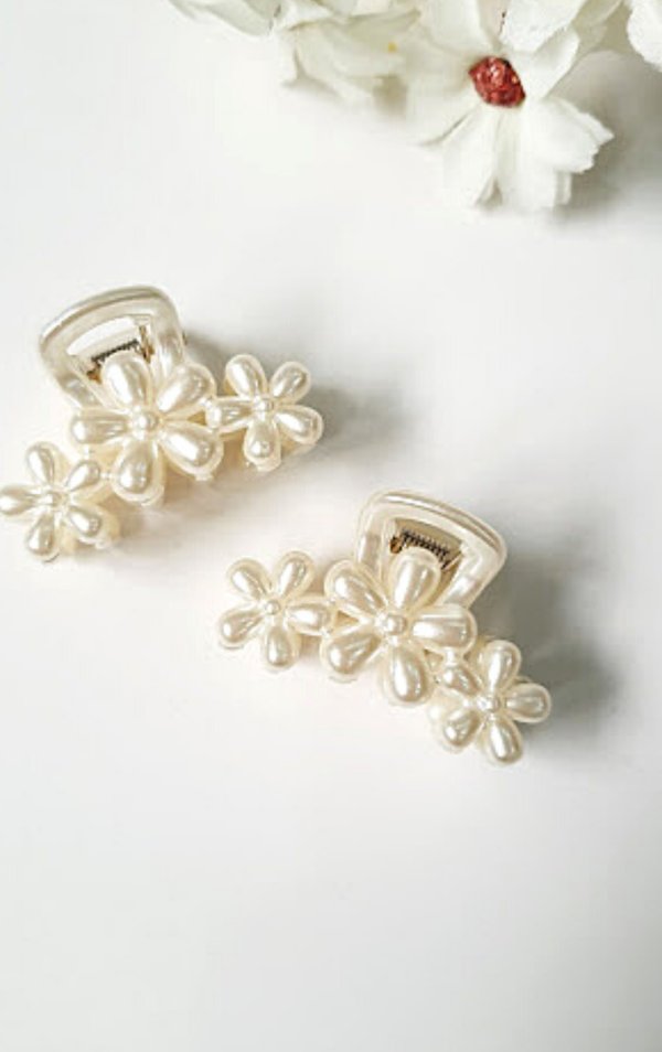 2 ADET ÇİÇEK İNCİLİ MİDİ MANDAL TOKA - Image 1