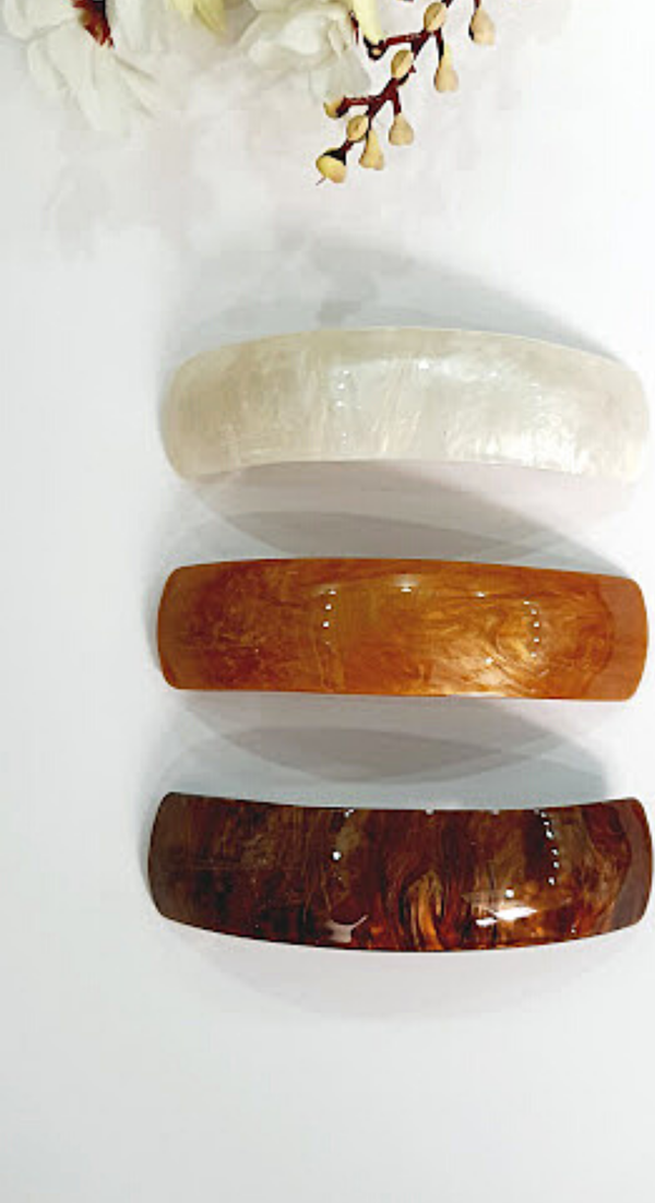 3 ADET BÜYÜK KEMİK OTOMATİK KLİPSLİ SAÇ TOKASI  - Image 1