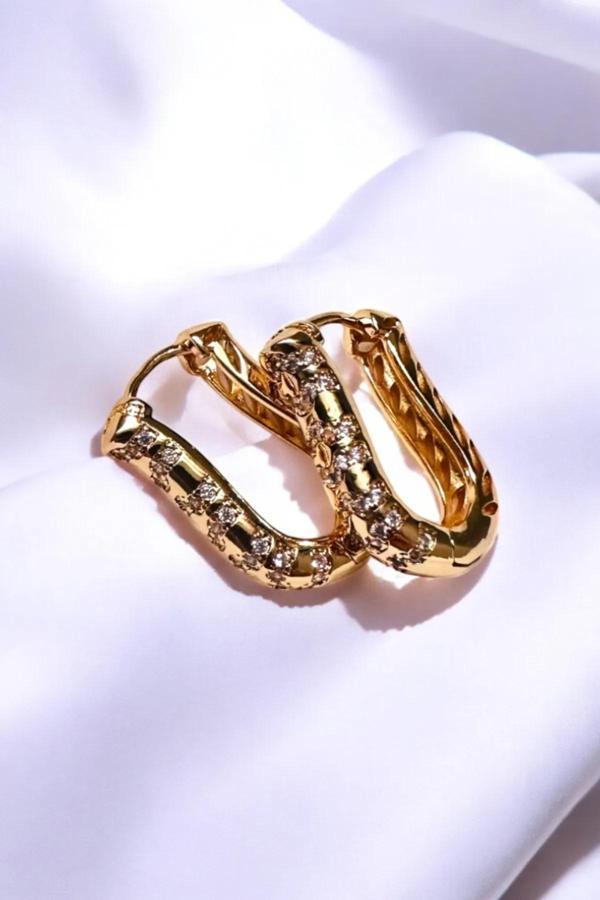 DOKULU TAŞLI HALKA KÜPE - Image 1