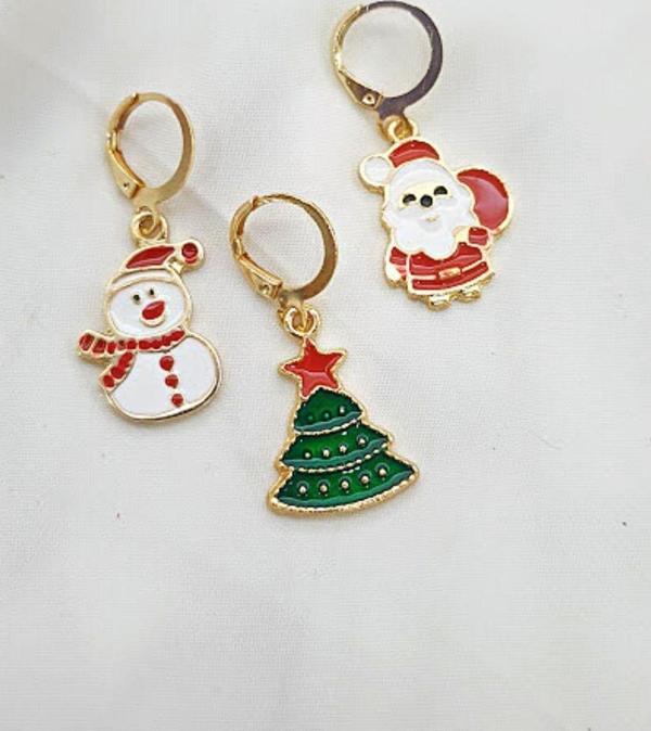 3 LÜ YILBAŞI NOEL TEMALI KÜPE SET - Image 1
