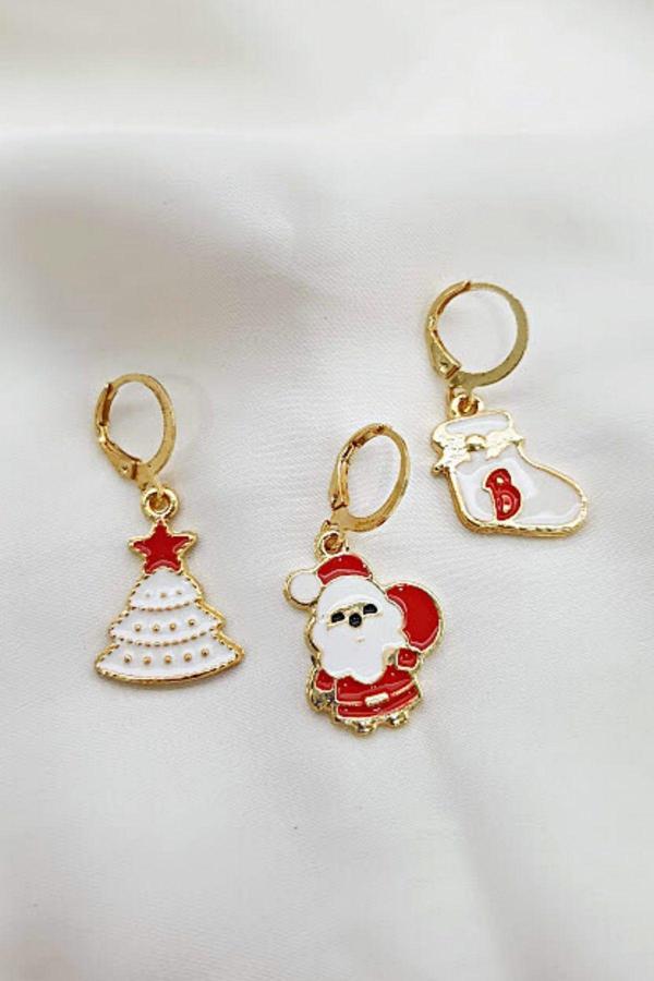 3 LÜ YILBAŞI NOEL TEMALI KÜPE SET - Image 1