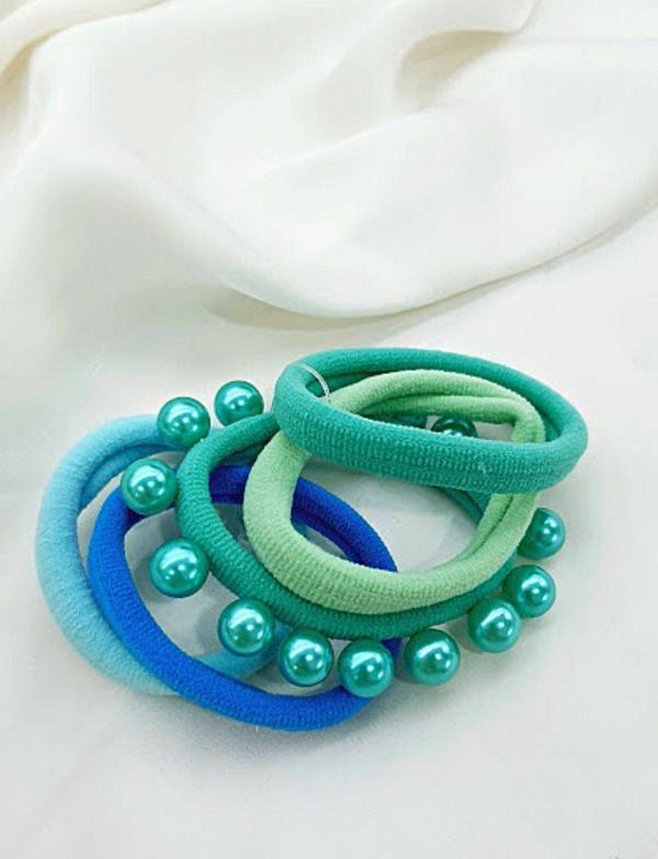 5 Lİ İNCİLİ LASTİK TOKA SETİ - Image 1