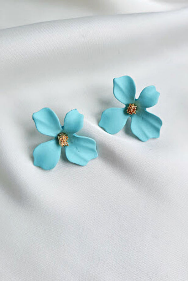 MİNİ ÇİÇEK KÜPE TURKUAZ MAVİ - Image 1