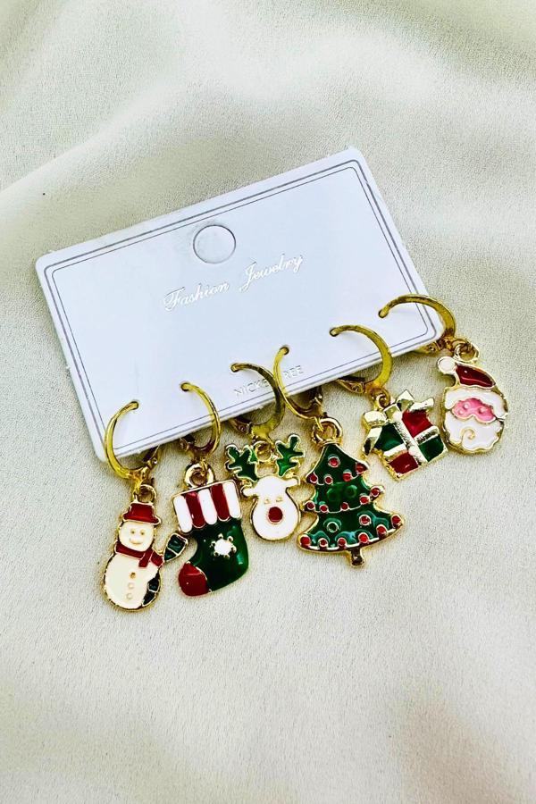 6 LI YILBAŞI NOEL TEMALI KÜPE SET - Image 1