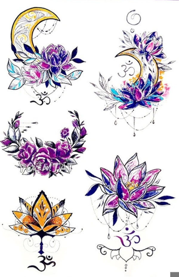 MİSTİK ÇİÇEK AY GEÇİCİ DÖVME TATTOO - Image 1