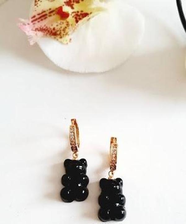 AYICIK TEDDY JELİBON TAŞLI KÜPE SİYAH - Image 1