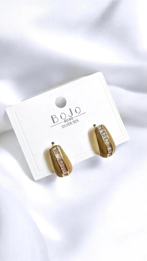 BAGET TAŞLI DAMLA KÜPE 1,5 Cm. - Image 1