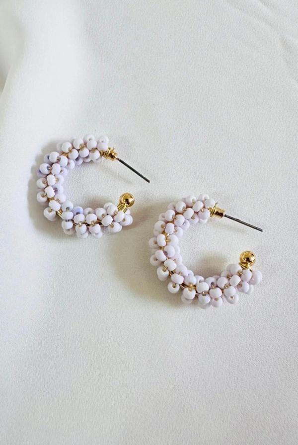 Pastel Renk Tasarım Boncuk Halka Küpe - Image 1