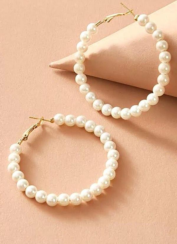 İNCİ BÜYÜK HALKA KÜPE 7 CM. - Image 1