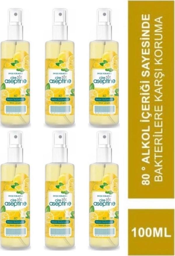 Cire Aseptine 6 Adet Limon Kolonyası 100 ml Sprey - Image 1