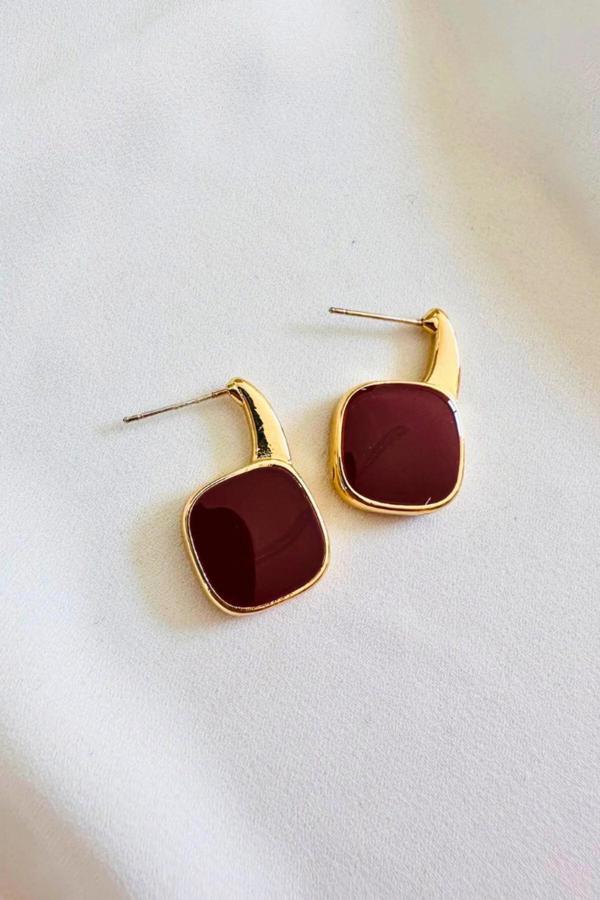 MİNELİ MİNİMAL YAN KARE  KÜPE - Image 1