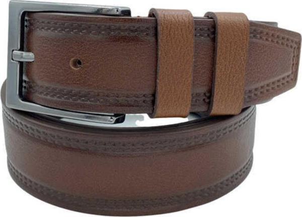 4 Cm. Spor Hakiki Deri Dikişli Kemer Kahverengi - Image 1