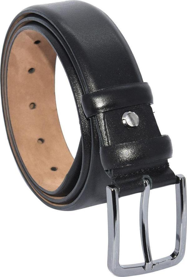 Siyah Hakiki Deri Düz Renk 3.5 Cm.lik Klasik Kemer - 200-düz - Image 1