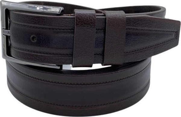 3.5 Cm. Klasik Hakiki Deri Desenli Kemer Koyu Kahverengi - Image 1