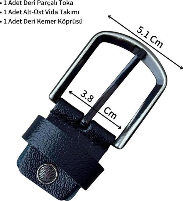 Yedek Kemer Tokası Vidalı Hakiki Deri Siyah - Image 1