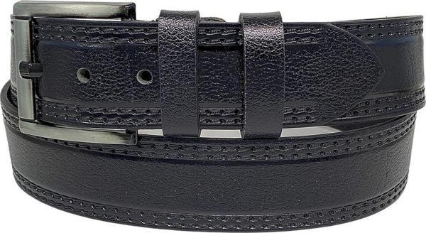 4.5 cm Spor %100 Hakiki Manda Derisi Lüks Kemer Siyah Dikiş Desenli - Image 1