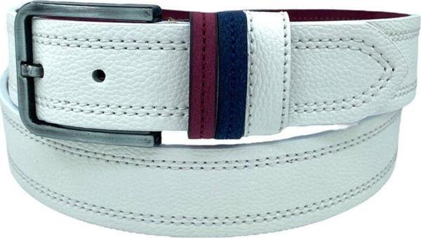 4 Cm.lik Spor Suni Deri Çift Dikişli Model Erkek Kemer Beyaz - Image 1